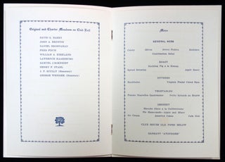 Twenty-Fifth Anniversary Club House Dinner menu, Vallejo Yachting and Rowing Club, 1926