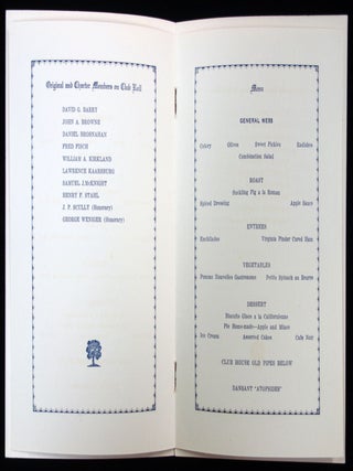 Twenty-Fifth Anniversary Club House Dinner menu, Vallejo Yachting and Rowing Club, 1926