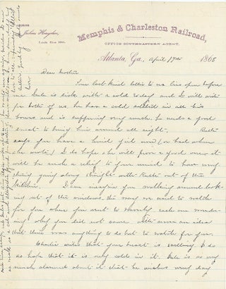 Item #25021300 Personal Correspondence from a young women to her Mother