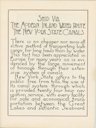New York State Canal System; The Modern Inland Water Route Affording Economical Transportation Between the Great Lakes And the Atlantic Seaboard. January 1931.