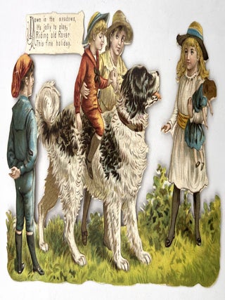 Item #25026810 "Riding Old Rover" - Large Victorian Scrap Depicting Children at Play