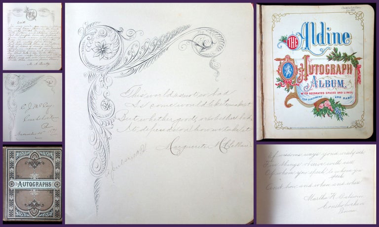Item #26000126 Edith Beatty's "Aldine Autograph Album with Decorated Spaces and Lines for Sentiment and Name", Conshohocken, PA, 1880-1898