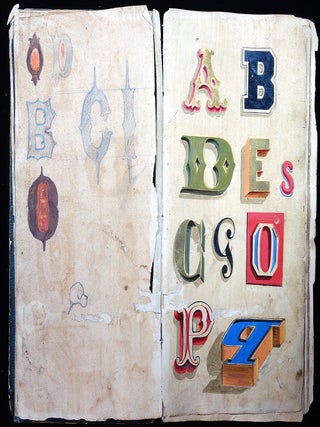 Sketch book with 7 Lacquer works, 1 with applied Nacre and numerous pencil sketches