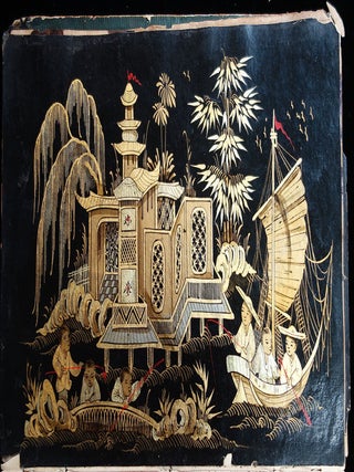 Sketch book with 7 Lacquer works, 1 with applied Nacre and numerous pencil sketches