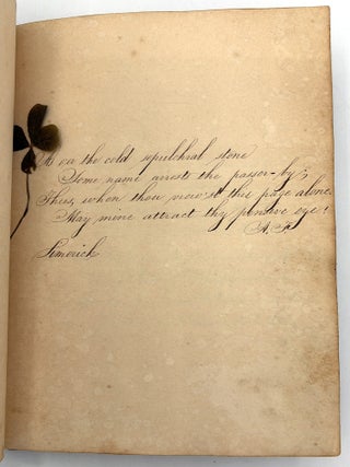 Pennsylvania Friendship Album of Miss Ann Shafer -- pressed Flowers, Four-Leaf Clovers, Decorative Penmanship