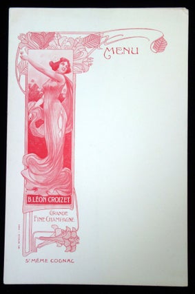 Item #26000202 Art Nouveau Blank Advertising Menu Sheets, B. Leon Croizet Grande Fine Champagne...