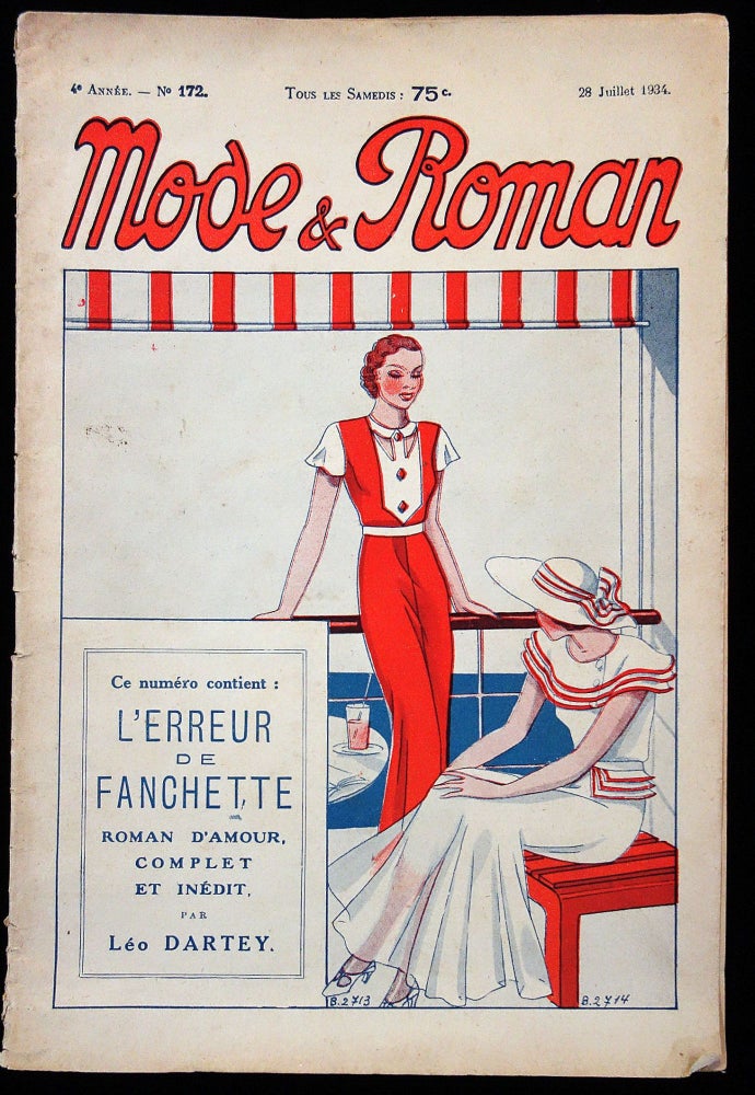Item #26000534 Mode & Roman, Weekly French Art Deco Fashion Magazine - Patterns, Novellette, Features July 1934