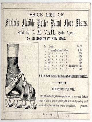 Item #260006338 Early 1860s Roller Skate Two-sided coated stock illustrated Trade Card