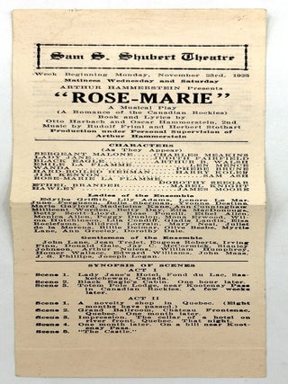 Item #260006532 1925 Handbill for "Rose Marie" Broadway Performance