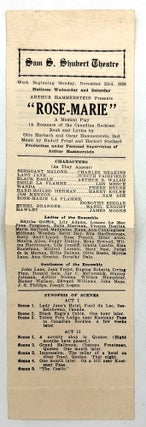 Item #260006532 1925 Handbill for "Rose Marie" Broadway Performance