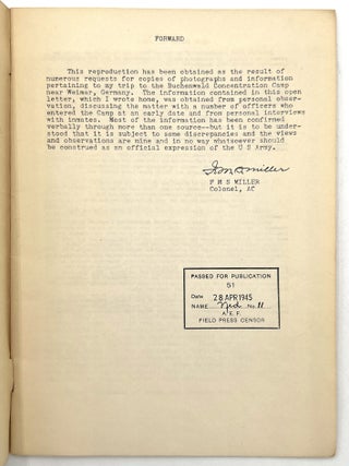 "Buchenwald Concentration Camp: A Letter Home by FMS Miller Colonel, AC" - Visceral First-hand Account of Liberation of Concentration Camps in 1945