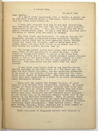 "Buchenwald Concentration Camp: A Letter Home by FMS Miller Colonel, AC" - Visceral First-hand Account of Liberation of Concentration Camps in 1945