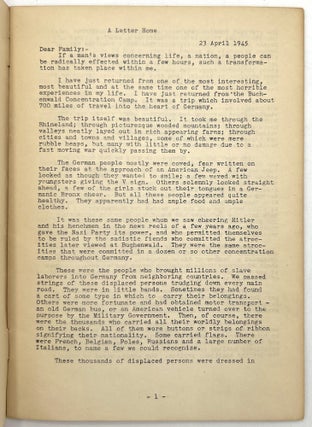 "Buchenwald Concentration Camp: A Letter Home by FMS Miller Colonel, AC" - Visceral First-hand Account of Liberation of Concentration Camps in 1945