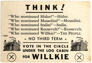 Item #260006774 1940 Presidential Election Ephemera - Promotional Card for Roosevelt Opponent