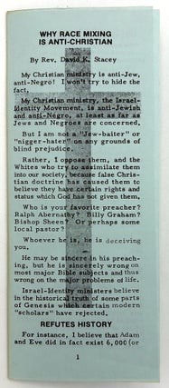 Item #260006784 "Why Race Mixing is Anti-Christian" -- Racist Pamphlet Opposing Civil...