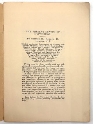 The Present Status of Hypnotism