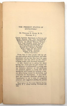 The Present Status of Hypnotism