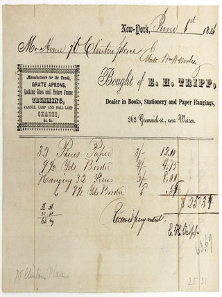 Item #260006884 1840s Advertising Billhead for Lower Manhattan Stationer