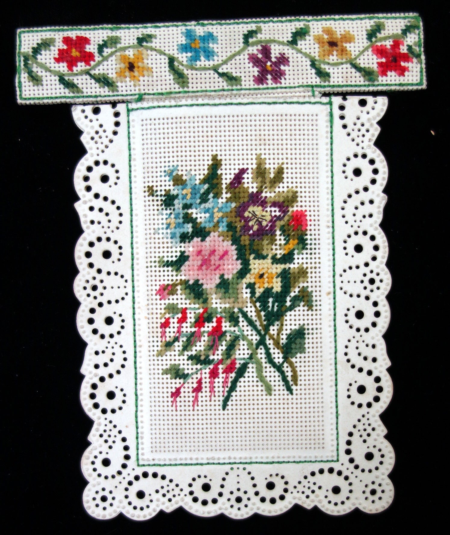 Handmade Perforated or Punch Paper Needlepoint “patch” envelope