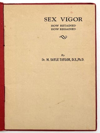 Sex Advice from a Radio Star: Six (6) Sex Hygiene Booklets Penned by Marion Sayle Taylor