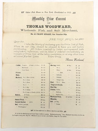 Item #26001745 Monthly Price Current of Thomas Woodward, Wholesale Fish and Salt Merchant