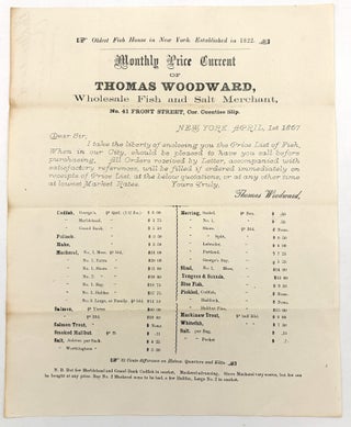 Item #26001745 Monthly Price Current of Thomas Woodward, Wholesale Fish and Salt Merchant