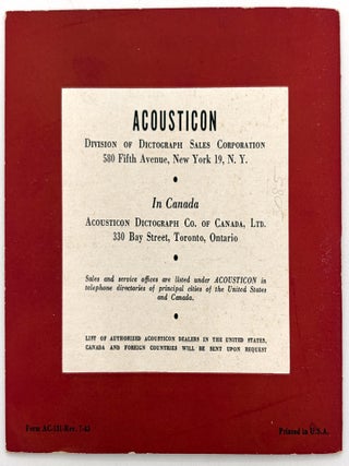 "How to Use and Care for Your New Symphonic Acousticon" -- 1940s Hearing Aid Device