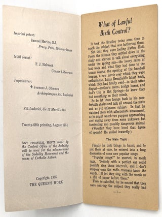 "What of Lawful Birth Control" - Sex Education Booklet Penned by Jesuit Priest