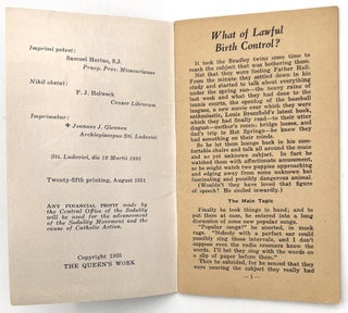 "What of Lawful Birth Control" - Sex Education Booklet Penned by Jesuit Priest