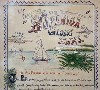 2 Naive works promoting the celebrated "Superior Glossy Inks"-- with color samples and illustrations--Now for Sale Only by Druggist
