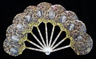 Item #26002345 Ladies' Die-cut Embossed Hand Fan with Images of German Poets & Other Literary...