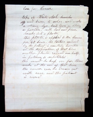 Item #26002367 Manuscript Cures for Hydrophobia & Cancer