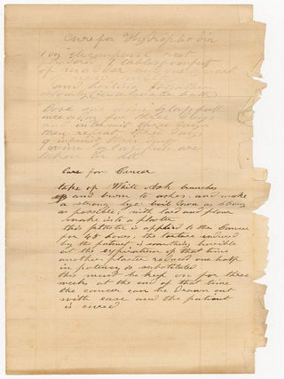 Manuscript Cures for Hydrophobia & Cancer