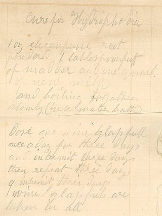 Manuscript Cures for Hydrophobia & Cancer