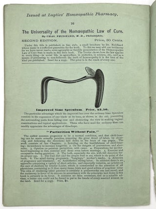 "Luyties' Homeopathic Circular" - Advertising Early Homeopathic Remedies and Medical Equipment