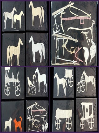 Item #26005137 16 Cut Horses, Carriages and Wagons with Saddles and Bridle, Mary Lapham, NY 1867...