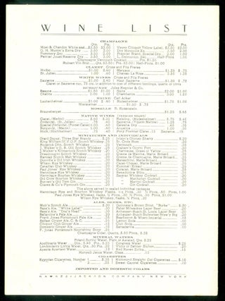Fall River Line Menu - Steamer Plymouth c1900