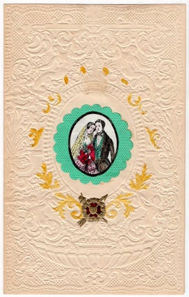 Item #26005192 Marriage Valentine with Embossed Paper, Victorian Scrap, Housed in Original...