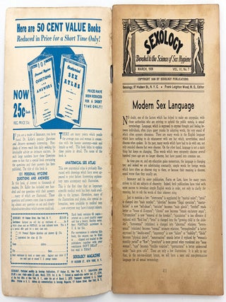 Sexology Vol. VI, No. 7 -- Late 1930s Periodical Discussing Sexual Orientation, Nudism, Sex Work, Sexually Transmitted Infections, and More