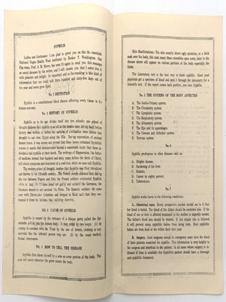 "Syphilis" -- 1934 National Negro Health Week Lecture