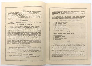 "Syphilis" -- 1934 National Negro Health Week Lecture