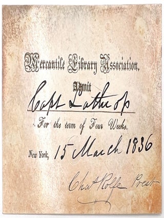 Item #26008526 1836 Mercantile Library Association Membership Card