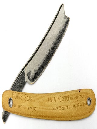 Item #26009047 Pears' Soap Advertising Card Die-Cut in Shape of Straight Razor