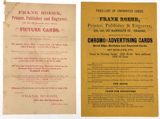 Item #26009107 Price Lists for "Frank Roehr, Printer, Publisher and Engraver" --...