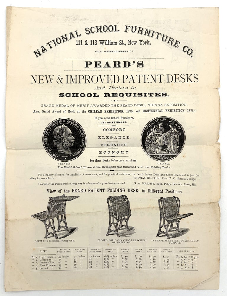Item #26009332 National School Furniture Company c.1876 Illustrated Circular