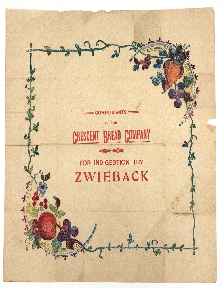 Item #26009338 Advertising Napkin for Crescent Bread Company, Zwieback