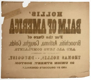 Broadside Advert for "Hollies' Balm of America" Patent Medicine for Pulmonary Diseases