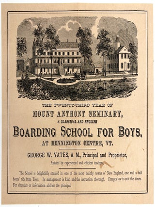 Item #26009448 1850s Illustrated Circular for Vermont Boarding School for Boys