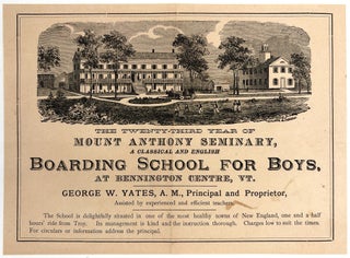 Item #26009448 1850s Illustrated Circular for Vermont Boarding School for Boys