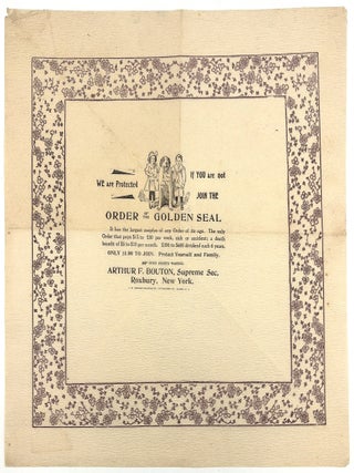 Item #26009719 c.1910 Fraternal Life Insurance Advertising Napkin -- Order of the Golden Seal
